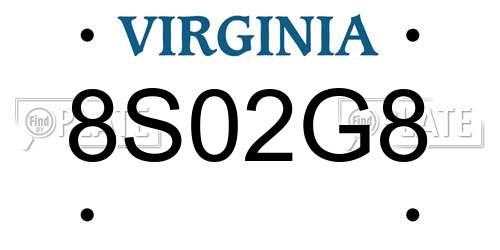 8S02G8 Virginia License Plate