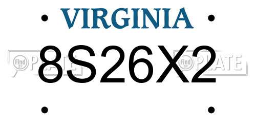 8S26X2 Virginia License Plate