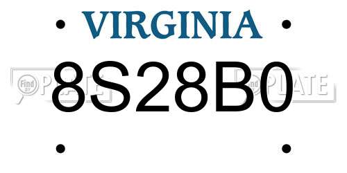 8S28B0 Virginia License Plate