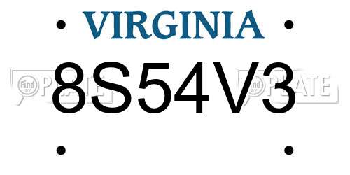 8S54V3 Virginia License Plate