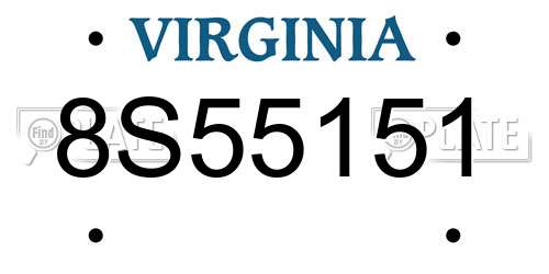 8S55151 Virginia License Plate