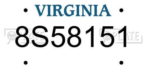 8S58151 Virginia License Plate