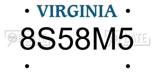 8S58M5 Virginia License Plate