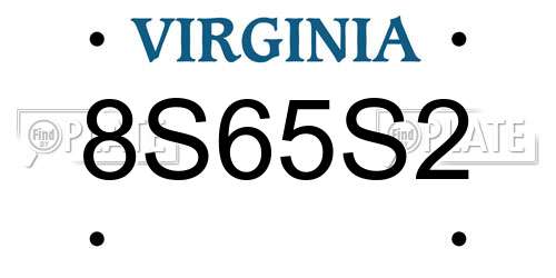8S65S2 Virginia License Plate