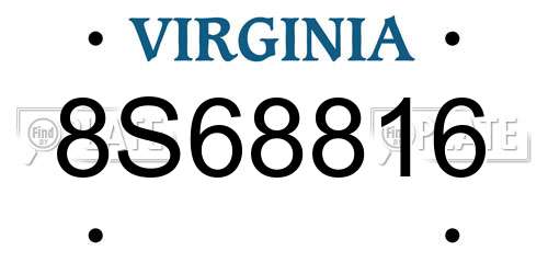 8S68816 Virginia License Plate