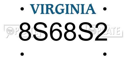 8S68S2 Virginia License Plate