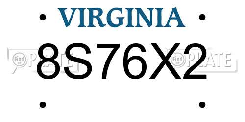 8S76X2 Virginia License Plate