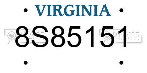 8S85151 Virginia License Plate