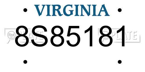 8S85181 Virginia License Plate