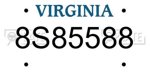 8S85588 Virginia License Plate