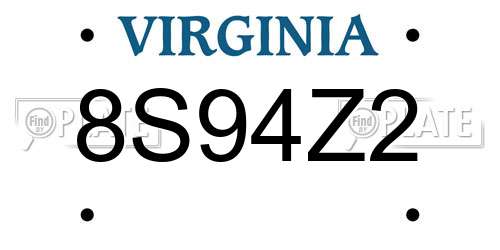 8S94Z2 Virginia License Plate