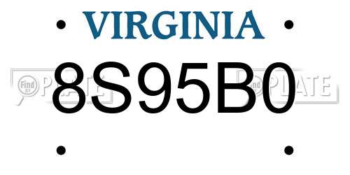 8S95B0 Virginia License Plate