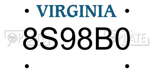 8S98B0 Virginia License Plate