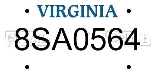 8SA0564 Virginia License Plate