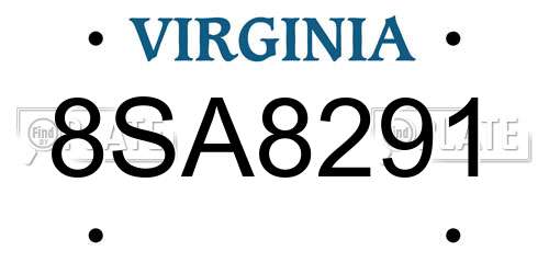 8SA8291 Virginia License Plate