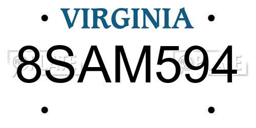 8SAM594 Virginia License Plate