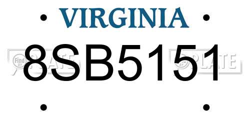 8SB5151 Virginia License Plate