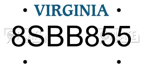 8SBB855 Virginia License Plate
