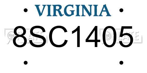 8SC1405 Virginia License Plate