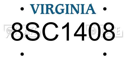 8SC1408 Virginia License Plate