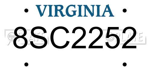 8SC2252 Virginia License Plate