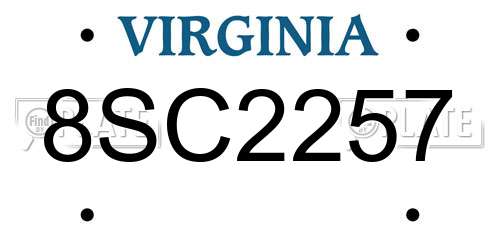 8SC2257 Virginia License Plate