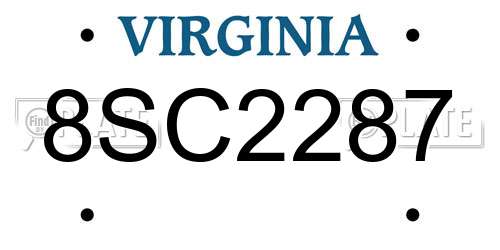 8SC2287 Virginia License Plate