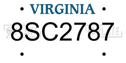 8SC2787 Virginia License Plate