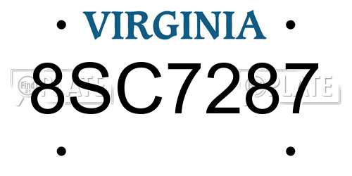 8SC7287 Virginia License Plate