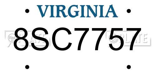 8SC7757 Virginia License Plate