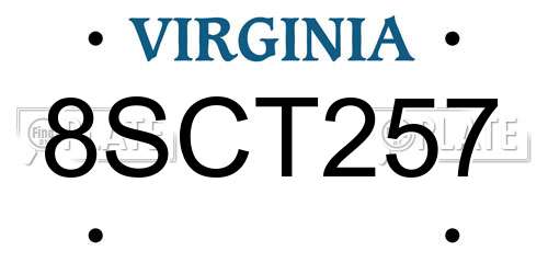 8SCT257 Virginia License Plate