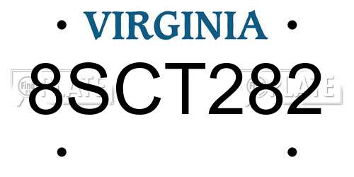 8SCT282 Virginia License Plate