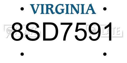 8SD7591 Virginia License Plate
