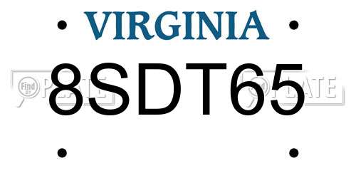 8SDT65 Virginia License Plate