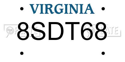 8SDT68 Virginia License Plate