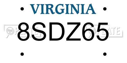 8SDZ65 Virginia License Plate