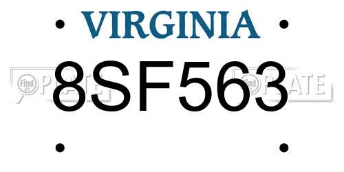8SF563 Virginia License Plate