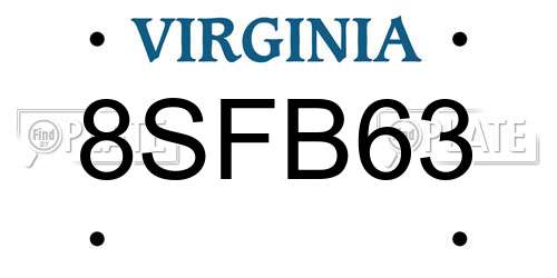 8SFB63 Virginia License Plate