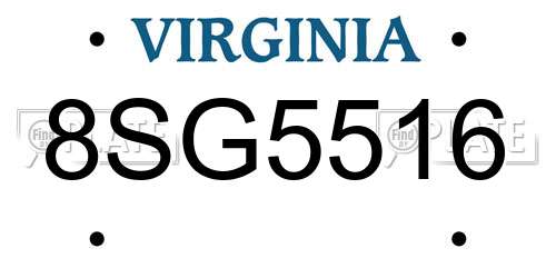 8SG5516 Virginia License Plate