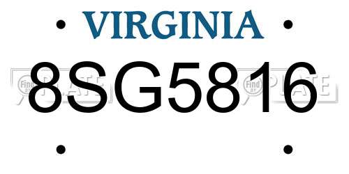 8SG5816 Virginia License Plate