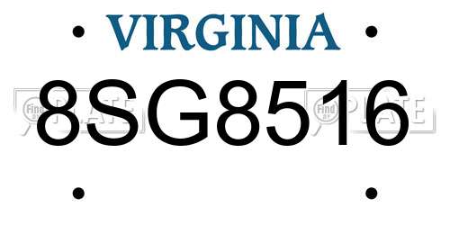 8SG8516 Virginia License Plate