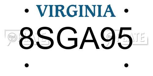 8SGA95 Virginia License Plate