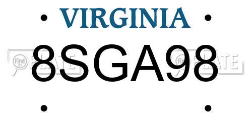 8SGA98 Virginia License Plate