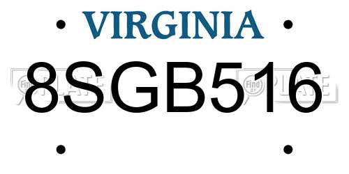 8SGB516 Virginia License Plate