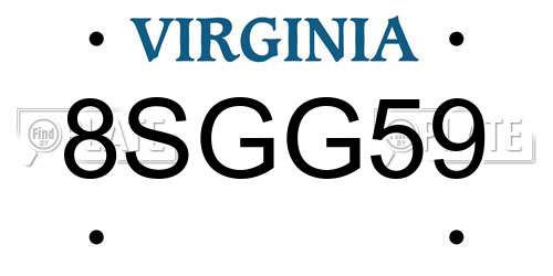 8SGG59 Virginia License Plate