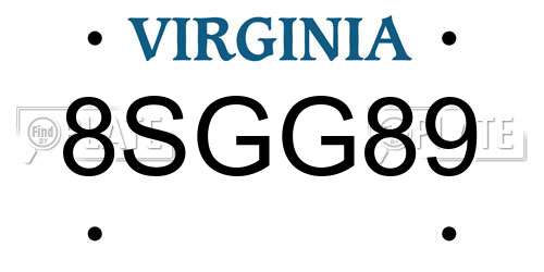 8SGG89 Virginia License Plate