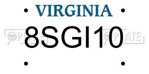 8SGI10 Virginia License Plate