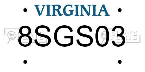 8SGS03 Virginia License Plate