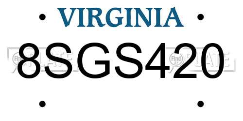 8SGS420 Virginia License Plate