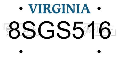 8SGS516 Virginia License Plate